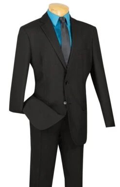 SMB Couture Men's Outlet 2 Piece Executive Suit - Solid Colors -Stylish Men's Formal Wear 5604black 1 1