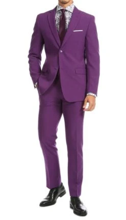 SMB Couture Men's 2 Piece Executive Suit - Solid Colors 20 SMB Couture Men's 2 Piece Executive Suit - Solid Colors -Stylish Men's Formal Wear 5604purple
