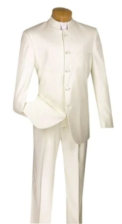 Vinci Men's 2 Piece Nehru Outlet Suit - 5 Button Fashion Style -Stylish Men's Formal Wear 5ht ivory 1 1
