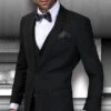 Statement Men's 3 Piece Wool Blend Suit - Solid Colors 1 Statement Men's 3 Piece Wool Blend Suit - Solid Colors -Stylish Men's Formal Wear 60375 lorenzo black