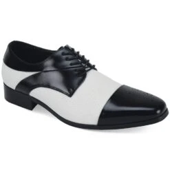 Giorgio Venturi Men's Leather Dress Shoe - Chain Link Texture -Stylish Men's Formal Wear 6880 blackwhite
