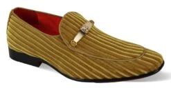 After Midnight Men's Fashion Dress Shoe - Striped Velvet -Stylish Men's Formal Wear 6946 gold 01