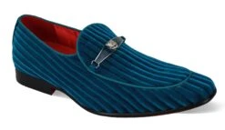 After Midnight Men's Fashion Dress Shoe - Striped Velvet -Stylish Men's Formal Wear 6946 teal 01