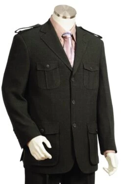Canto Men's 2 Piece Wool Feel Fashion Suit - Military Style