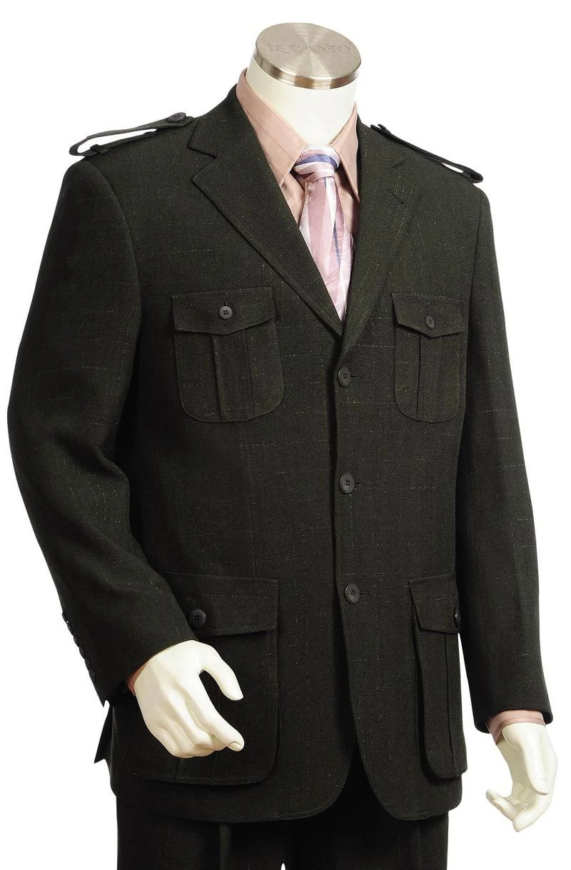 Canto Men's 2 Piece Wool Feel Fashion Suit - Military Style 3 Canto Men's 2 Piece Wool Feel Fashion Suit - Military Style