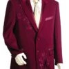 Canto Men's 2 Piece Fashion Suit - Embroidered Jacket 1 Canto Men's 2 Piece Fashion Suit - Embroidered Jacket -Stylish Men's Formal Wear 8301 01 wine 2