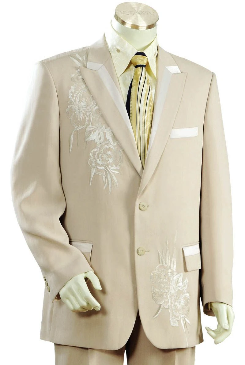 Canto Men's 2 Piece Fashion Suit - Embroidered Jacket 4 Canto Men's 2 Piece Fashion Suit - Embroidered Jacket - Image 2