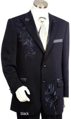 Canto Men's 2 Piece Fashion Suit - Embroidered Jacket 11 Canto Men's 2 Piece Fashion Suit - Embroidered Jacket -Stylish Men's Formal Wear 8301black