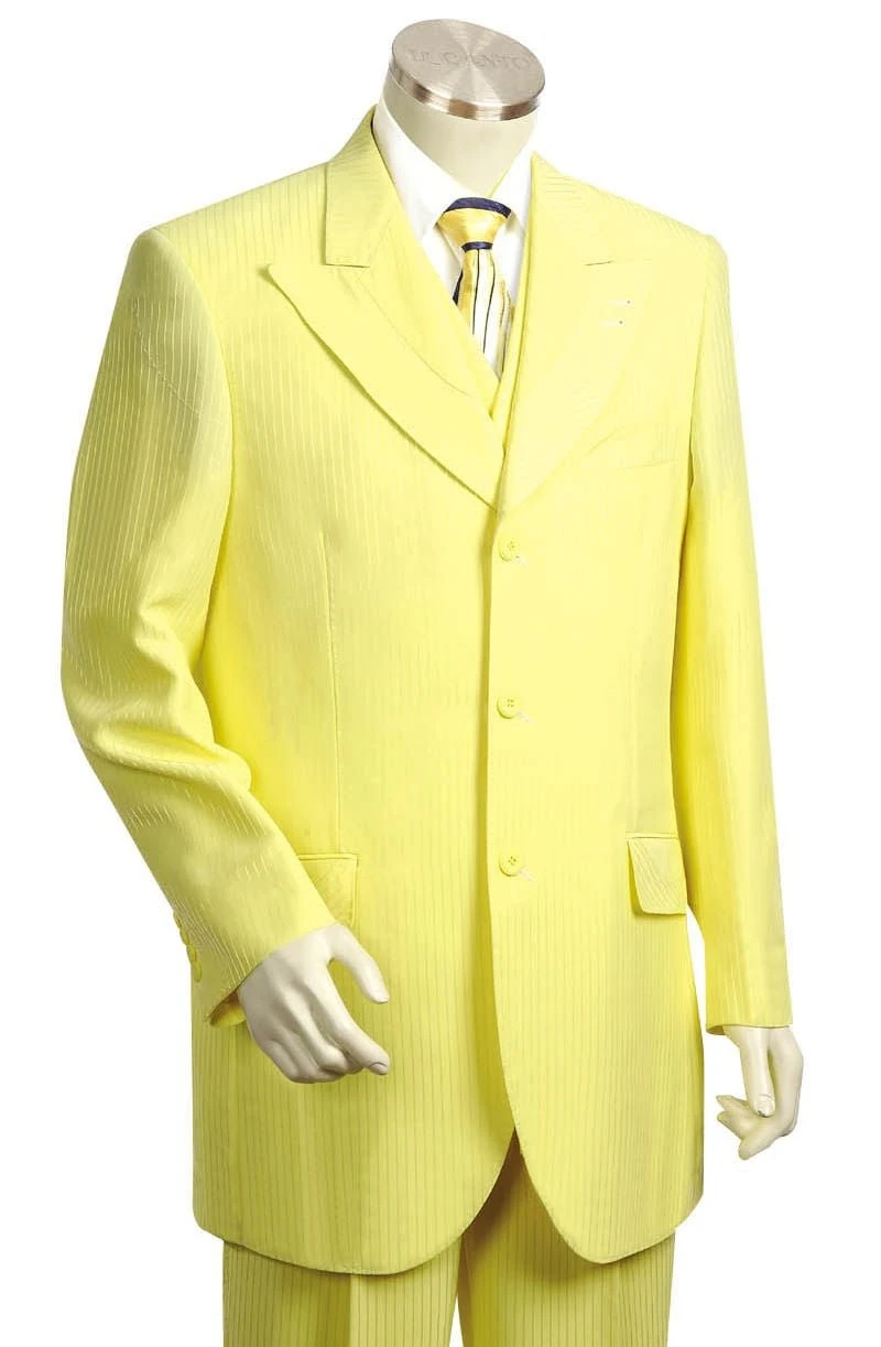 Canto Men's 3 Piece Wool Feel Fashion Suit - Tone On Tone Stripe 4 Canto Men's 3 Piece Wool Feel Fashion Suit - Tone On Tone Stripe - Image 2