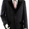 Canto Men's Denim Suit - Velvet Lapels, Pockets And Buttons -Stylish Men's Formal Wear 8309 01 black 2