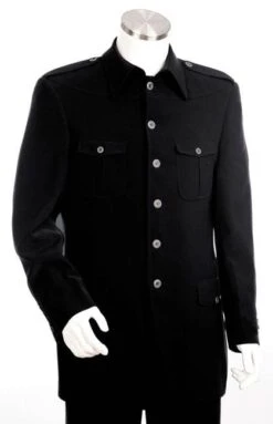 Canto Men's 2 Piece Military Style Fashion Suit - Button Details -Stylish Men's Formal Wear 8326bk