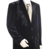 Canto Men's 2 Piece Velvet Fashion Suit - Embroidered Jacket 2 Canto Men's 2 Piece Velvet Fashion Suit - Embroidered Jacket -Stylish Men's Formal Wear 8327 01 black 2