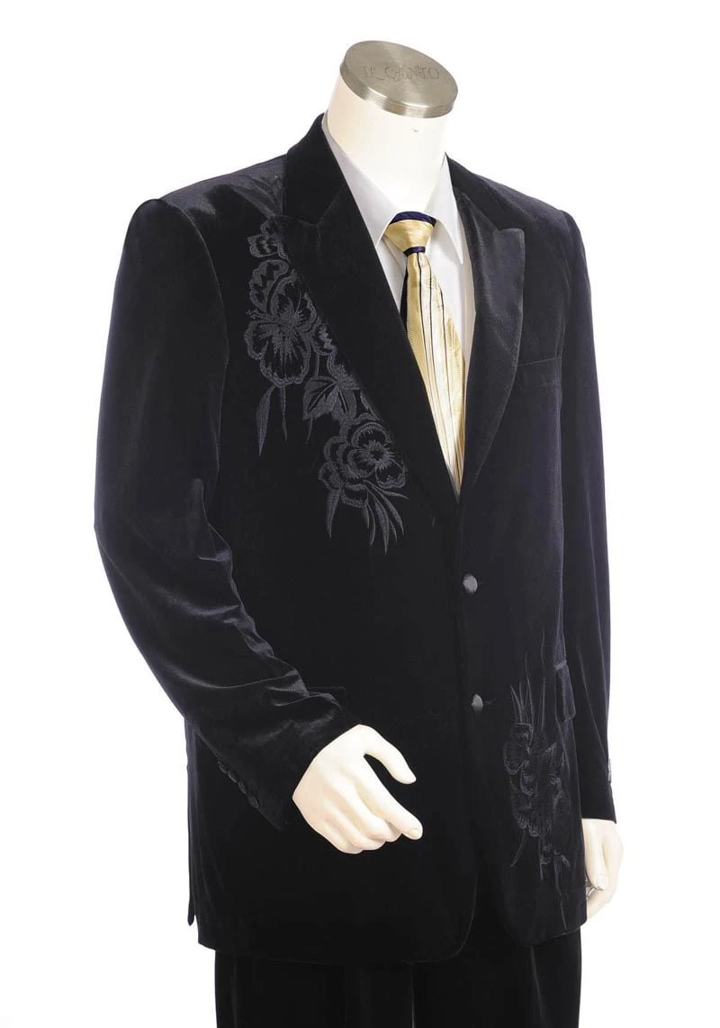 Canto Men's 2 Piece Velvet Fashion Suit - Embroidered Jacket 3 Canto Men's 2 Piece Velvet Fashion Suit - Embroidered Jacket
