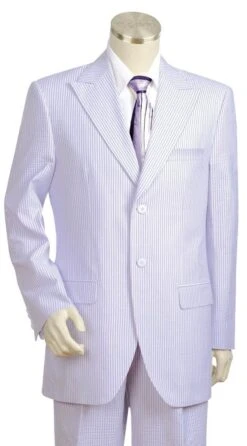 Canto Men's 2 Piece 100% Cotton Suit - Seersucker Peak Lapel