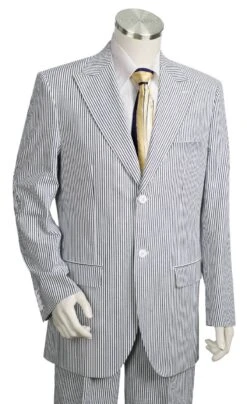 Canto Men's 2 Piece 100% Cotton Suit - Seersucker Peak Lapel -Stylish Men's Formal Wear 8344 03 blackwhite