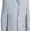 Canto Men's 3 Piece Poly-Rayon Fashion Suit - Seersucker Style -Stylish Men's Formal Wear 8357 01 blueoffwhite 2