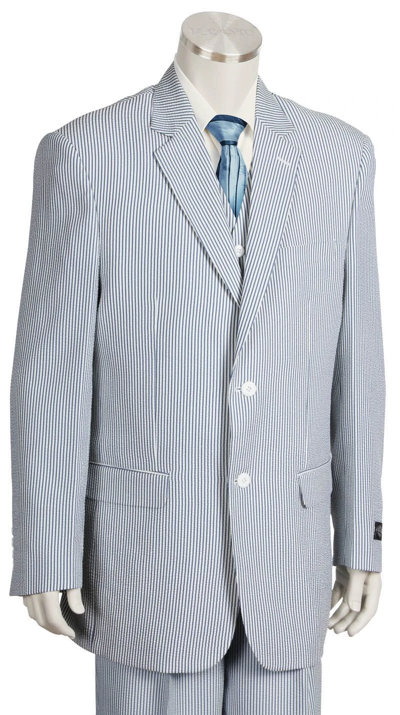 Canto Men's 3 Piece Poly-Rayon Fashion Suit - Seersucker Style 3 Canto Men's 3 Piece Poly-Rayon Fashion Suit - Seersucker Style
