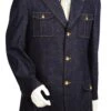 Canto Men's 2 Piece 100% Cotton Denim Suit - Military Fashion -Stylish Men's Formal Wear 8372 blue