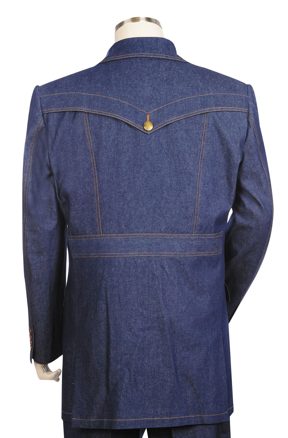 Canto Men's 3 Piece Double Breasted Denim Suit - Diamond Details 3 Canto Men's 3 Piece Double Breasted Denim Suit - Diamond Details