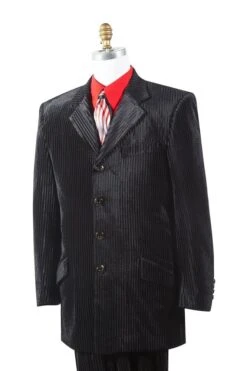 Canto Men's 2 Piece Velvet Fashion Suit - Striped Patterns