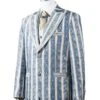 Canto Men's 3 Piece Fashion Suit - Artistic Stripe -Stylish Men's Formal Wear 8385 blue