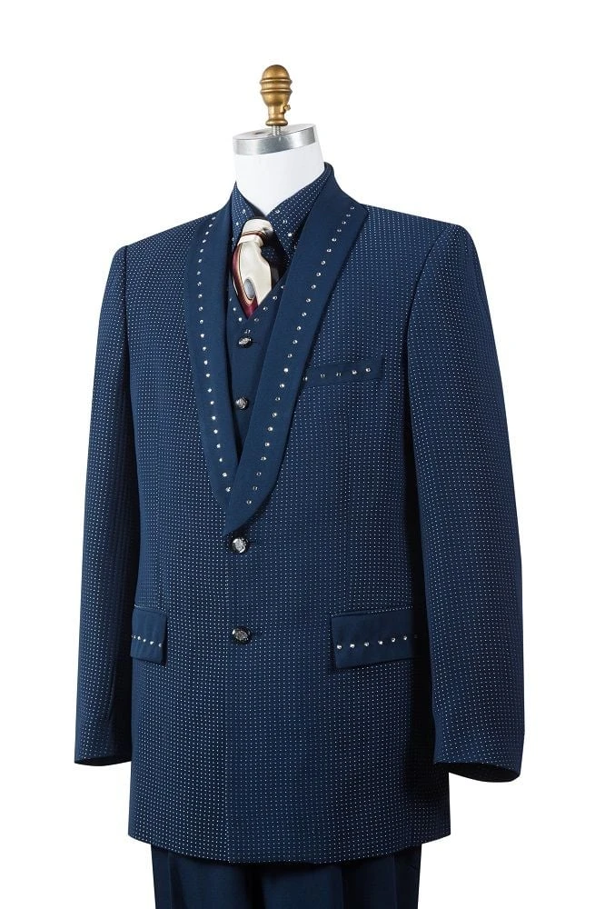 Canto Men's 4 Piece Sharkskin Fashion Suit - Rhinestone 4 Canto Men's 4 Piece Sharkskin Fashion Suit - Rhinestone - Image 2