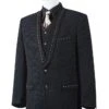 Canto Men's 4 Piece Sharkskin Fashion Suit - Rhinestone -Stylish Men's Formal Wear 8386 black