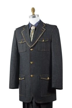 Canto Men's 2pc Cotton Denim Fashion Suit - Gold Buttons
