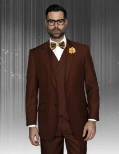 Statement Men's 3 Piece 100% Wool Suit - Elegant Solid