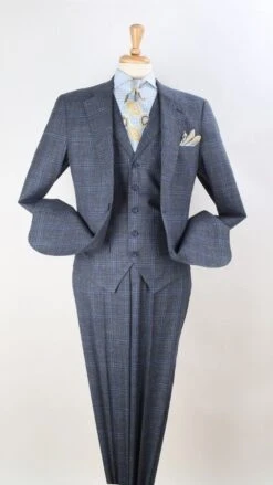Apollo King Men's 3pc 100% Wool Suit - Notch Lapel Vest -Stylish Men's Formal Wear a3061 less lean 1