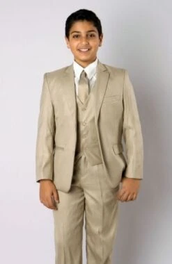 Azurro Boy's 5 Piece Suit In Solid Colors - Vested W/Shirt And Tie -Stylish Men's Formal Wear b347 03