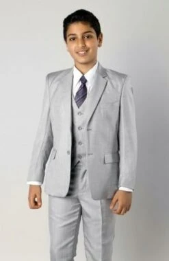 Azurro Boy's 5 Piece Suit In Solid Colors - Vested W/Shirt And Tie -Stylish Men's Formal Wear b347 08