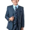 Tazio Boy's 5 Piece Suit With Free Shirt And Tie - Ultra Soft Sharkskin -Stylish Men's Formal Wear b361 01 dark blue