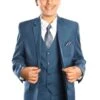 Tazio Boy's 5 Piece Suit With Shirt & Tie - 4 Button Vest -Stylish Men's Formal Wear b363blue