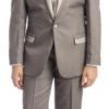 Tazio Boy's 5 Piece Suit In Solid Colors - Two Tone Trim -Stylish Men's Formal Wear b365 grey