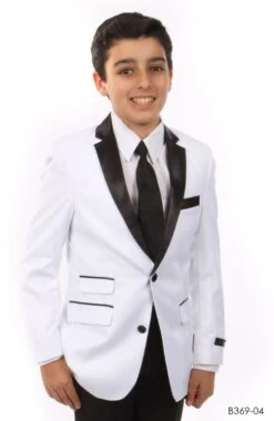 Tazio Boy's 3 Pc Slim Fit Suit - Compose With Contrasting Trim -Stylish Men's Formal Wear b369s 4 white 1
