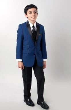 Tazio Boy's 3 Pc Slim Fit Suit - Compose With Contrasting Trim