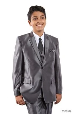 Tazio Boy's 5 Piece Suit With Shirt & Tie - Sharkskin -Stylish Men's Formal Wear b372 2 33127.1546907723
