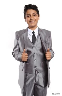 Tazio Boy's 5 Piece Suit With Shirt & Tie - Sharkskin -Stylish Men's Formal Wear b372 3 96831.1546907743