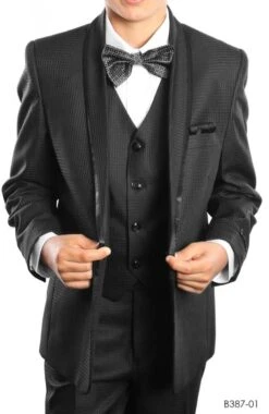 Tazio Boy's 5 Piece Suit With Shirt & Tie - Shawl Lapel