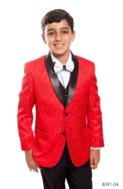 Tazio Boy's 5 Piece Suit With Shirt & Tie - Black Vest 10 Tazio Boy's 5 Piece Suit With Shirt & Tie - Black Vest -Stylish Men's Formal Wear b391red