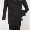 Apollo King Men's Outlet 2pc Double Breasted Suit - Pinstripe Suit -Stylish Men's Formal Wear b6 black