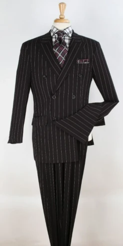 Apollo King Men's Outlet 2pc Double Breasted Suit - Pinstripe Suit