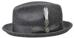 Bruno Capelo Men's Wool Hat - Stingy Fedora Style -Stylish Men's Formal Wear bb 205 charcoal opt