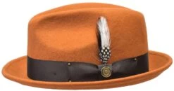 Bruno Capelo Men's Wool Hat - Stingy Fedora Style -Stylish Men's Formal Wear bbburntorange opt
