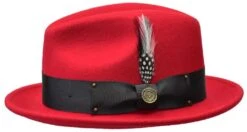 Bruno Capelo Men's Wool Hat - Stingy Fedora Style -Stylish Men's Formal Wear bbredblack opt