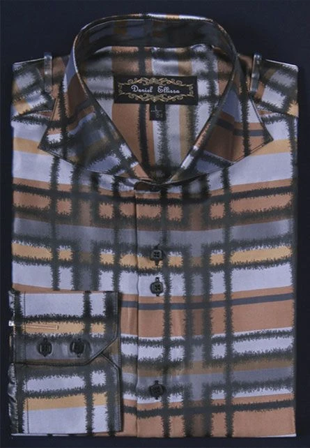 Daniel Ellissa Men's Fashion Dress Shirt - Rugged Checker 7 Daniel Ellissa Men's Fashion Dress Shirt - Rugged Checker - Image 5