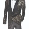 Vinci Men's Wool Feel Sport Coat - Dark Floral Pattern -Stylish Men's Formal Wear bf 1 gold 1