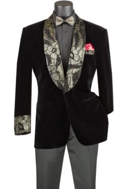 Vinci Men's 1 Button Sport Coat - Shining Floral Accents