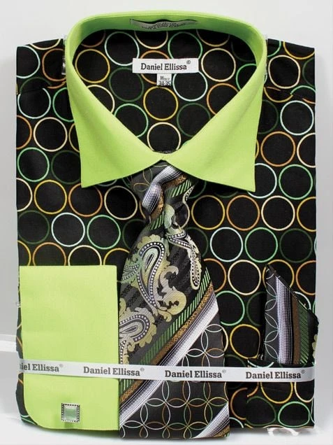 Daniel Ellissa Men's French Cuff Dress Shirt Set - Printed Circles 5 Daniel Ellissa Men's French Cuff Dress Shirt Set - Printed Circles - Image 3